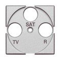 Лицевая панель для розеток TV+FM+SAT, 2 модуля, цвет алюминий (HC4207)