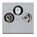 Телевизионная розетка TV+RD+SAT, гнездо 9,5мм, топология "звезда", 2 модуля, цвет алюминий (HC4210D)